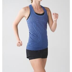Lululemon Run: Swiftly Tech Racerback Heathered Harbor Blue Sz 6